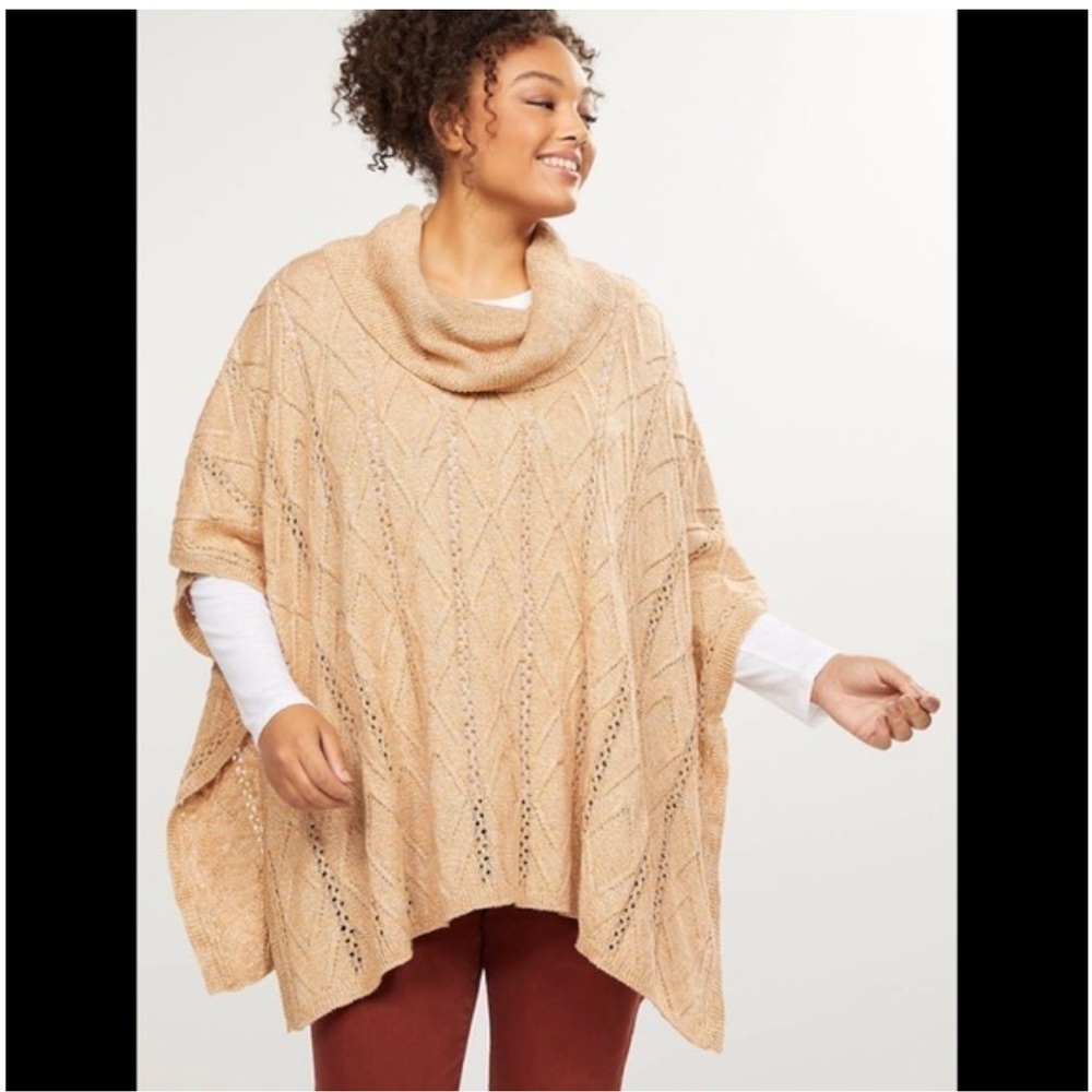 Lane Bryant Cable Knit Pancho 14/20 Fisherman